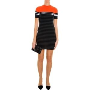 T by Alexander Wang Striped Stretch Cotton Ponte Mini Dress Size S